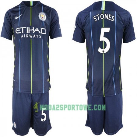 Koszulka Manchester City Stones 5 Dziecięcy Wyjazdowe Stroje Piłkarskie 2018-2019 Krótki Rękaw